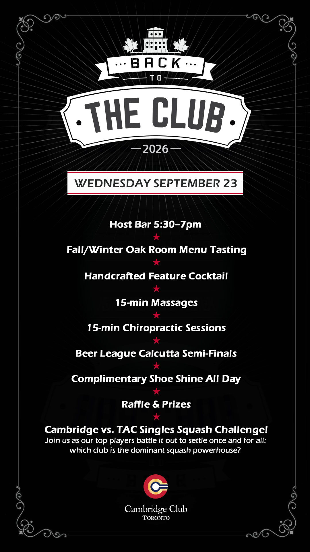 Back to the Club Day, Wednesday September 23rd