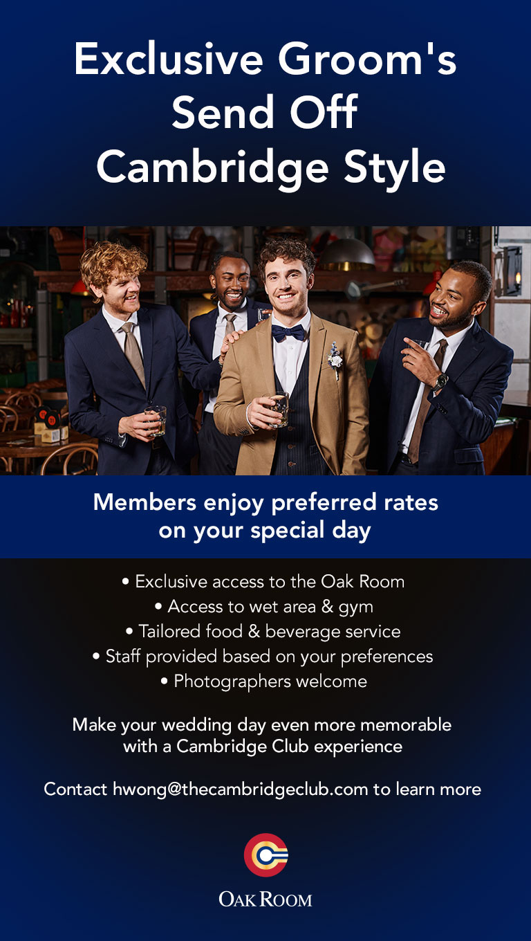 Exclusive Groom's Send Off - Cambridge Style, enjoy preferred rates on your special day