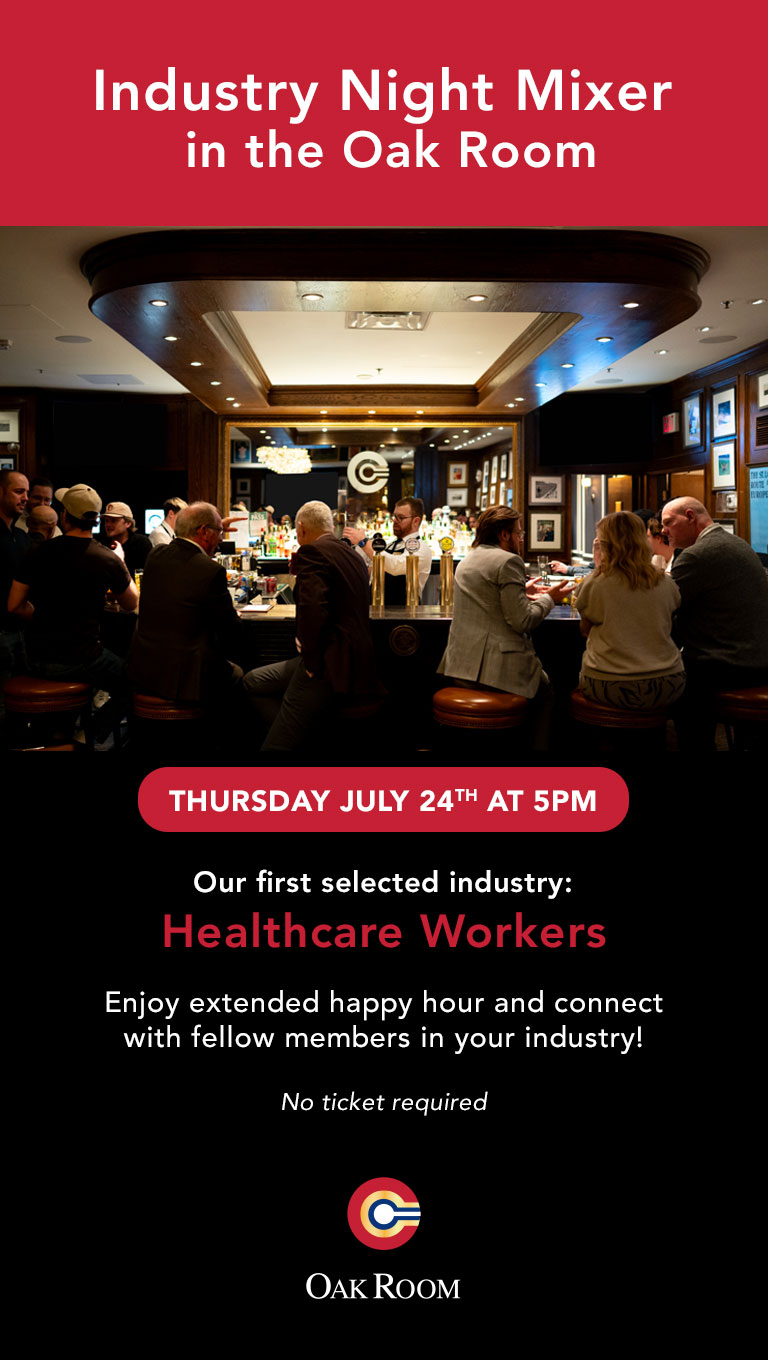 Industry Night Mixer in the Oak Room - Thursday, July 24th at 5pm - Healthcare workers